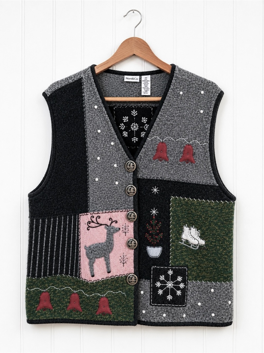 Vintage Christmas Sweater Vest Button up Womens Plus 4X Grandma Cottagecore 90s